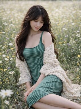 Sunlit Herb Garden Stroll curve hugging bodycon midi dress L